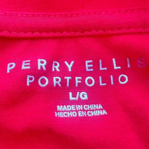 NEW! Perry Ellis Mens Henley PJ Shirt Long Sleeve Red Large Polyester $38 - Picture 9 of 11